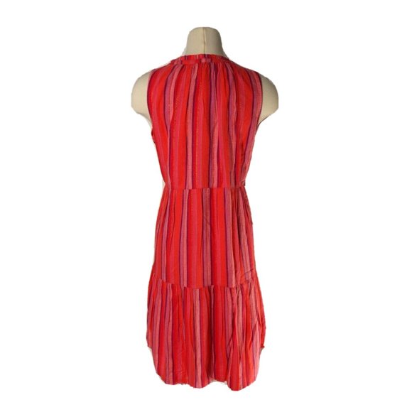 TOMMY BAHAMA CORAL RED STRIPED GOLD SHIMMER SHORT DRESS - Picture 3 of 4